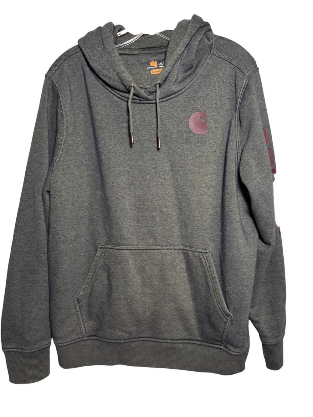 Carhartt Pullover Hoodie Relaxed Fit green/Gray XL (16-18) Logo Pockets